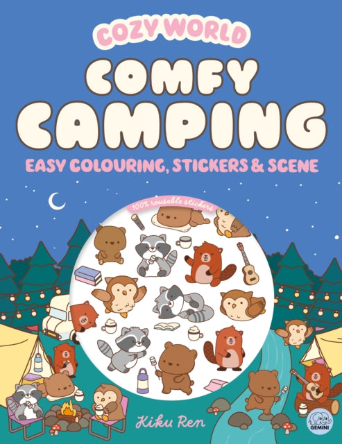 Cozy World Comfy Camping: Easy Colouring and Sticker Scene for Teens, Young Adults and Adults-9781836161844