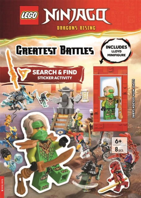LEGO® NINJAGO®: Greatest Battles Search & Find Sticker Activity Book (with Lloyd minifigure and Golden Sabre)-9781837251742